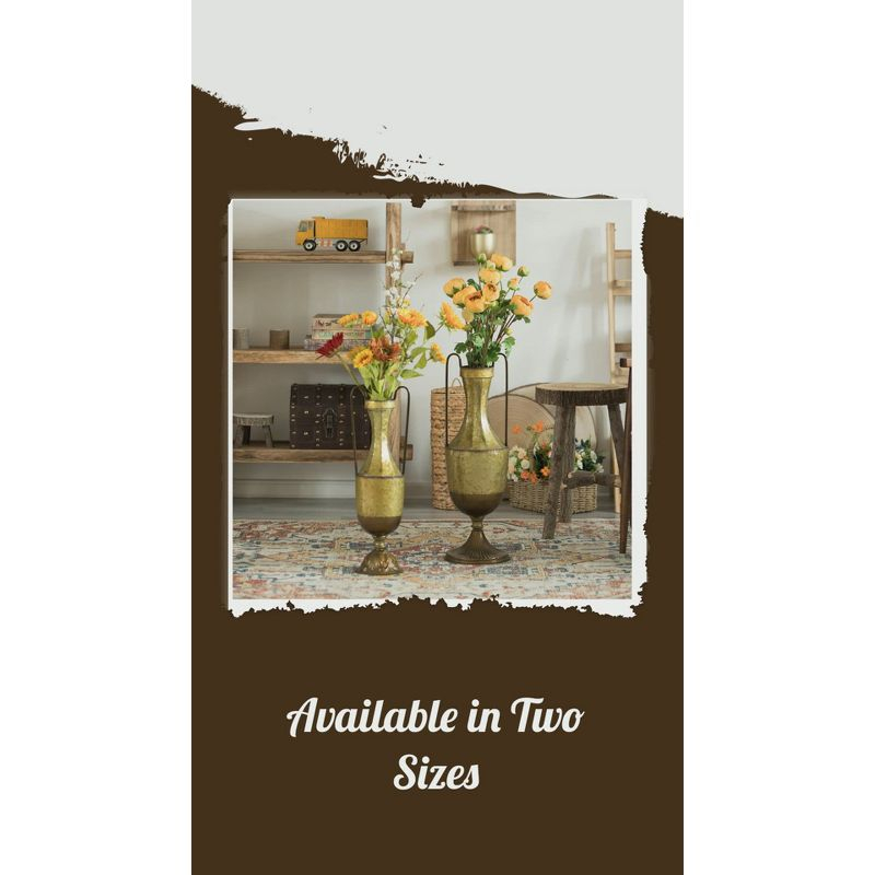 Uniquewise Decorative Antique Style 2 Handle Metal Jug Floor Vase for Entryway, Living Room, or Dining Room Elegant Home Decor Accent – 26 inches Tall