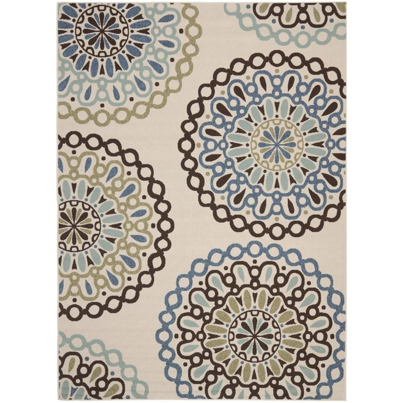 Veranda VER092 Power Loomed Indoor/Outdoor Area Rug - Cream/Blue - 9'x12' - Safavieh