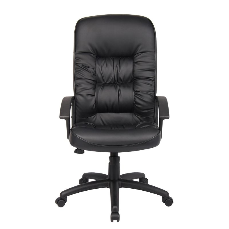 High Back LeatherPlus Chair Black - Boss Office Products: Ergonomic, Adjustable, Swivel, Casters/Wheels