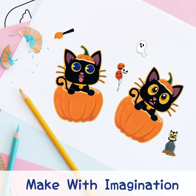 Wrapables Make Your Own Halloween Stickers, DIY Make a Face Sticker Sheets, Halloween Crafts and Activities, Party Favors (24 Sheets)
