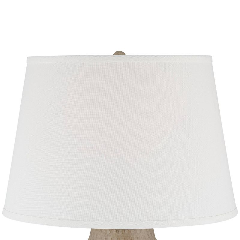 Barnes and Ivy Rustic Farmhouse Table Lamp 27 1/4" Tall Natural Beige Hammered Metal White Linen Fabric Drum Shade for Living Room