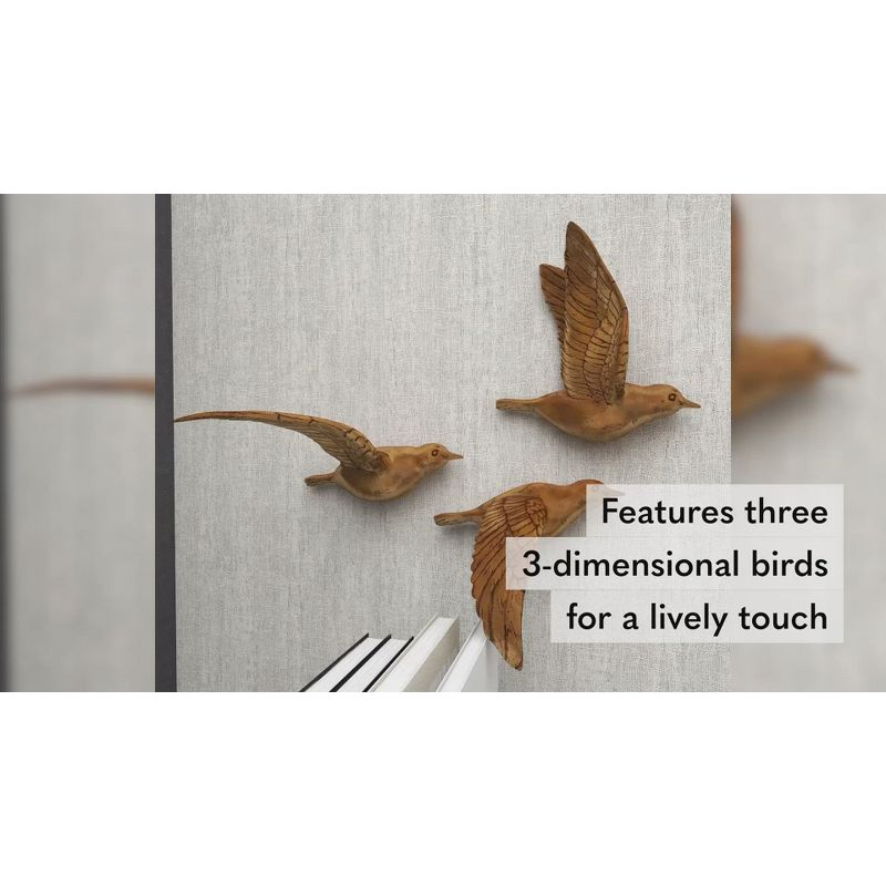 Polystone Bird Metallic 3D Sculpted Wall Decor Set of 3 Brown - Olivia & May: Ready to Hang, Coastal Style Decorative Sculptures