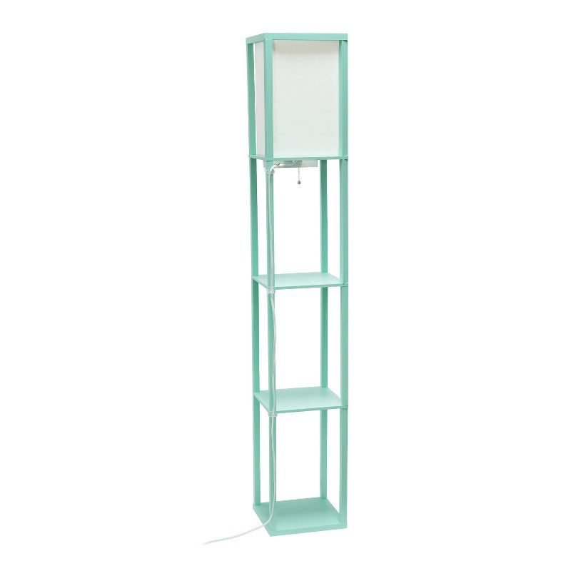 Creekwood Home Classix 62.5" 3-Tier Storage Floor Lamp with Charging Ports and Outlet Aqua Green