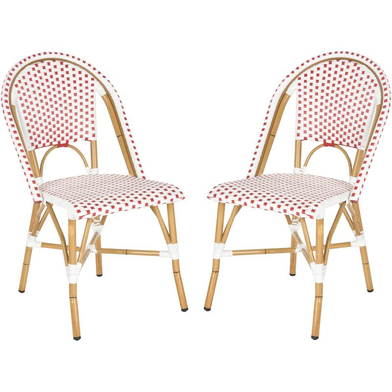Salcha Side Chair (Set Of 2) - Indoor/Outdoor - FOX5210 - Red/White - Safavieh