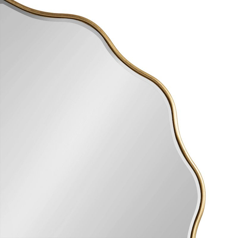 Kate & Laurel All Things Decor 32"x32" Viona Round Scalloped Mirror Gold: Luxury Glam Decor, No Assembly, Espejo