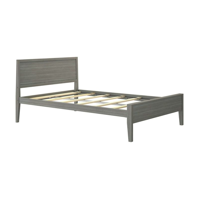 Plank+Beam Solid Wood Full Bed Frame with Panel Headboard, Modern Full Platform Bed with Wood Slat Support, No Box Spring Needed, Clay
