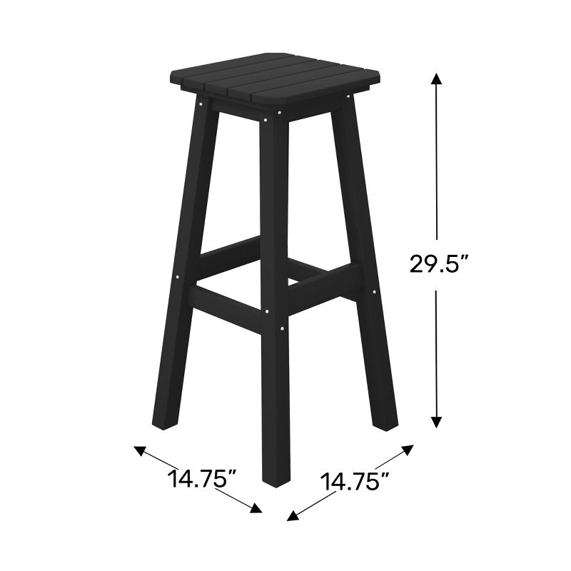 WestinTrends Malibu 29" All Weather Hdpe Outdoor Patio Square Backless Bar Stool (Set of 3), Teak
