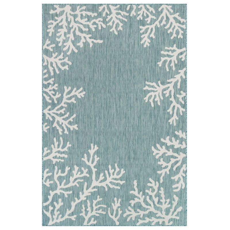 Liora Manne Carmel Coral Border Indoor/Outdoor Rug Aqua 3'3" x 4'11"