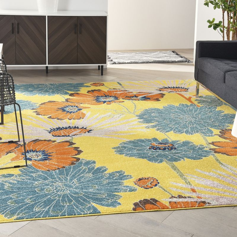 Nourison Allur Oversized Flowers Indoor Area Rug Yellow Multicolor 7'10" x 9'10"