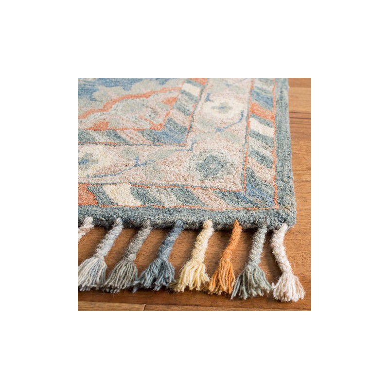 Aspen APN123 Hand Tufted Runner Rug - Blue/Rust - 2'3"x7' - Safavieh.