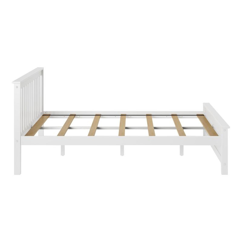 Plank+Beam Queen Bed Frame with Slatted Headboard Solid Wood Platform Bed, No box Spring Needed, White