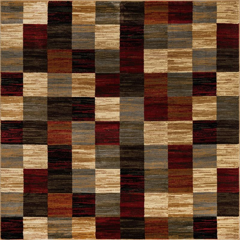 Unique Loom Barista Collection Area Rug - Gava (7' 1" Square Multi/Brown)