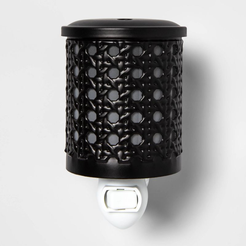 5.2" x 4.5" Bamboo Lattice Pattern Plug-In Scent Warmer Black - Threshold™: Electric Wax Melts Holder