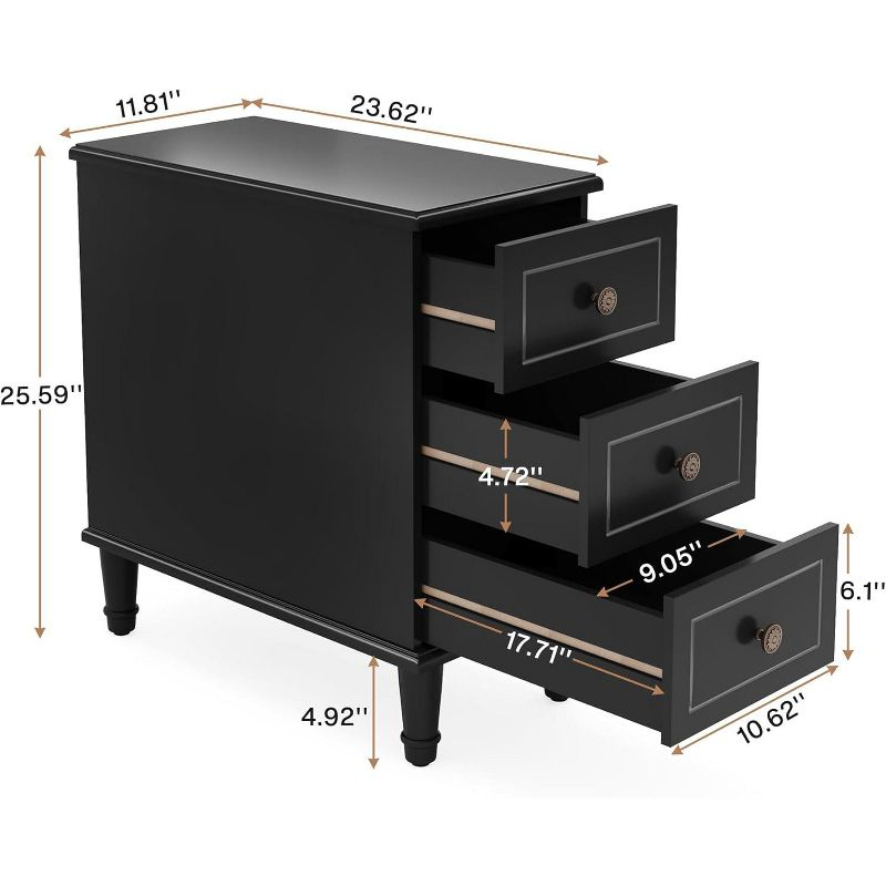 Tribesigns Solid Wood End Table with 3 Drawers