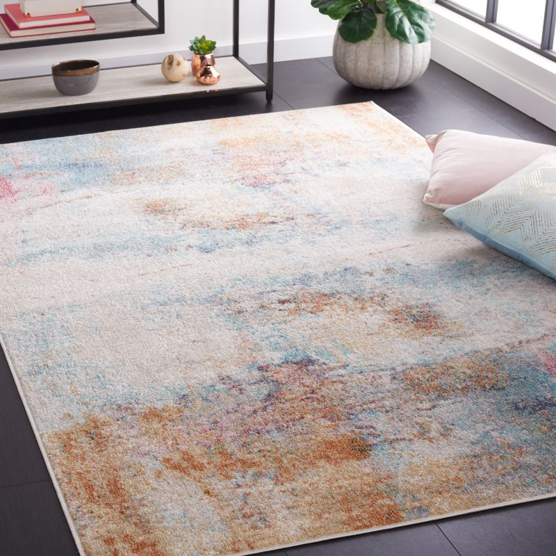 Phoenix PHX506 Power Loomed Area Rug - Aqua/Gold Rose - 5'5"x7'7" - Safavieh.