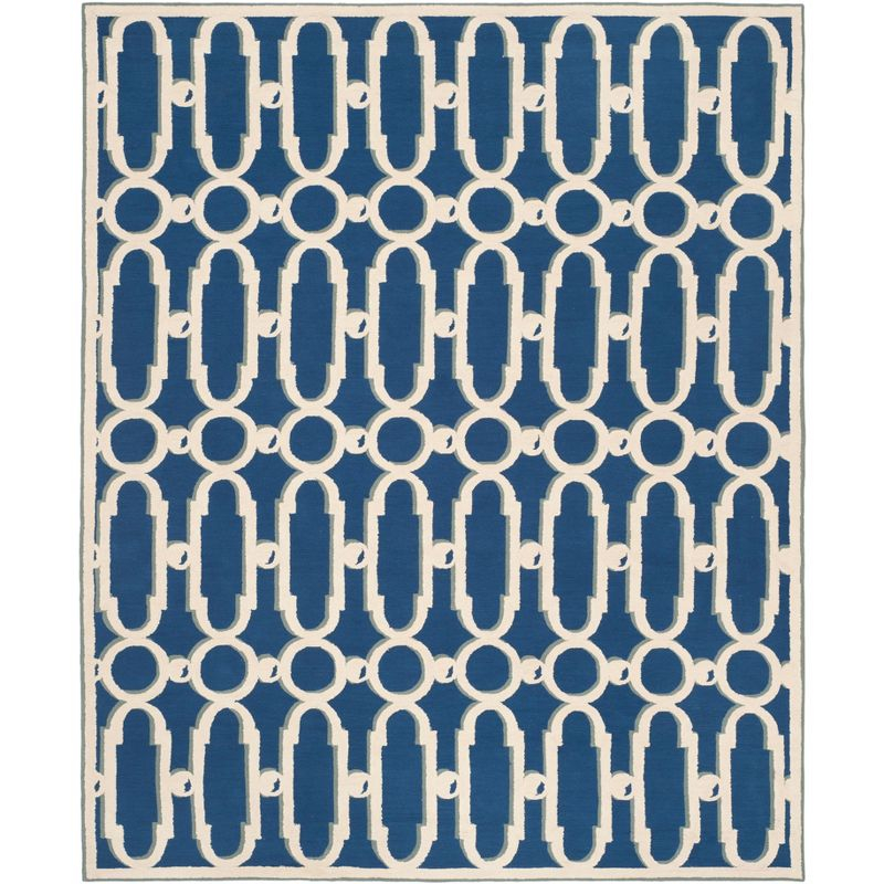 Newport NPT434 Hand Hooked Area Rug - Royal Blue/White - 7'9"x9'9" - Safavieh.