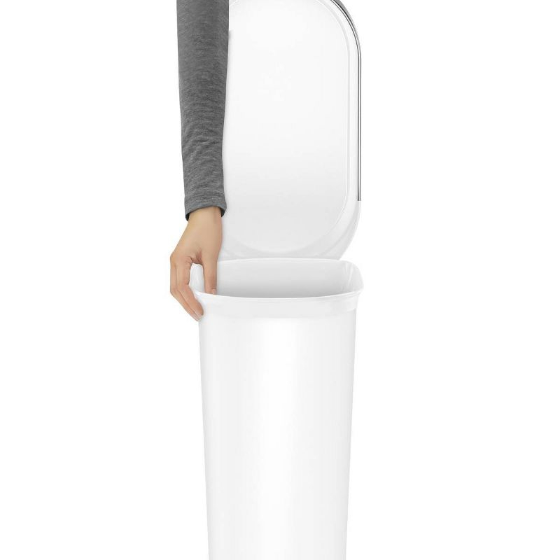 Simplehuman 40 Liter Slim Liner Rim Trash Can, White Plastic