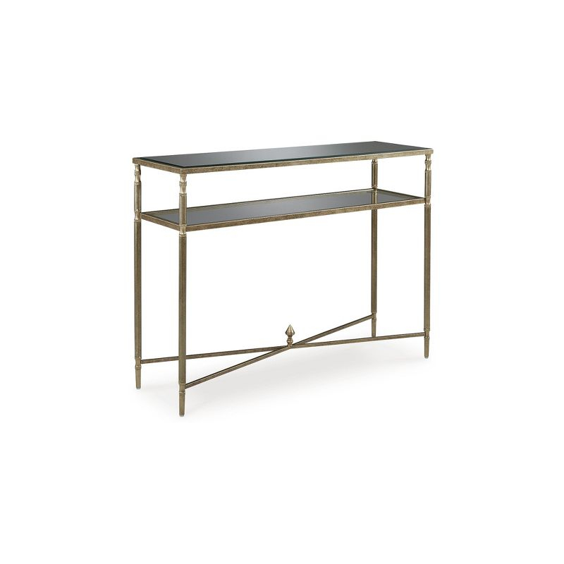 Signature Design by Ashley Cloverty Glass Top Sofa Table, Gold Finish
