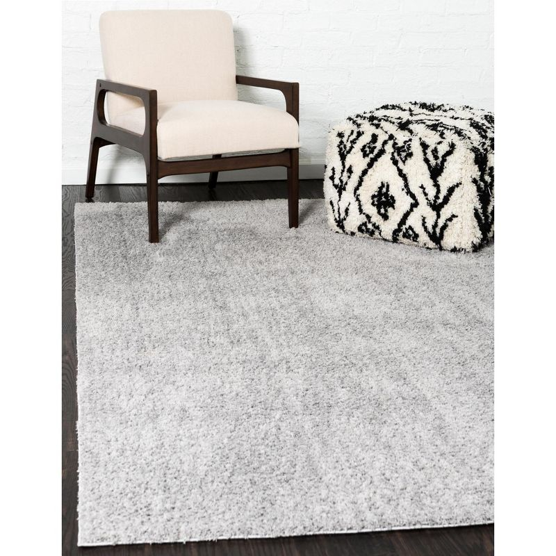 Nuloom Neva Solid 4x6 Shag Indoor Area Rug for Living Room Bedroom Dining Room Nursery, Grey/Ivory