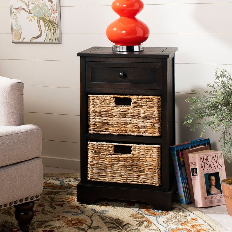 Carrie Side Storage Side Table - AMH5700F - Brown - Safavieh Couture