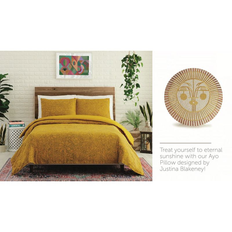 Jungalow Ayo Embroidered Round Pillow Cover & Insert