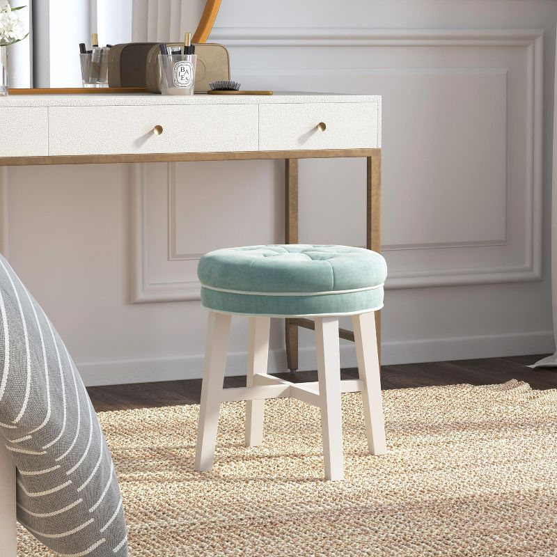 18" Sophia Tufted Backless Wood Vanity Stool Spa Blue - Hillsdale Furniture