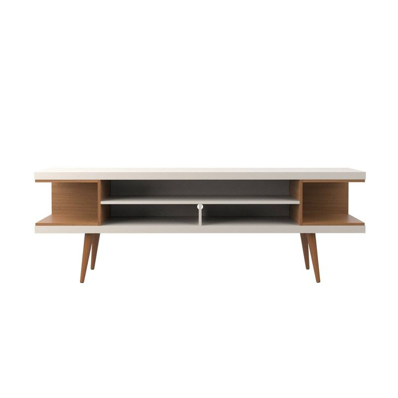 Utopia TV Stand for TVs up to 65" Maple Cream/Off-White - Manhattan Comfort: Modern Entertainment Center with Open Shelves