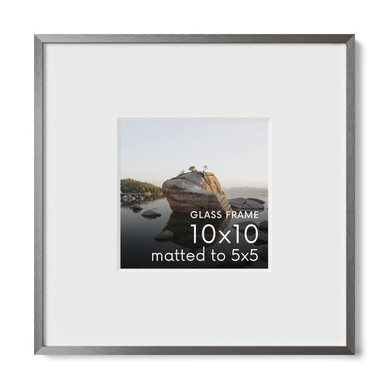 Haus and Hues Brushed Metal Single Picture Frame with Real Glass, Gray, 10x10