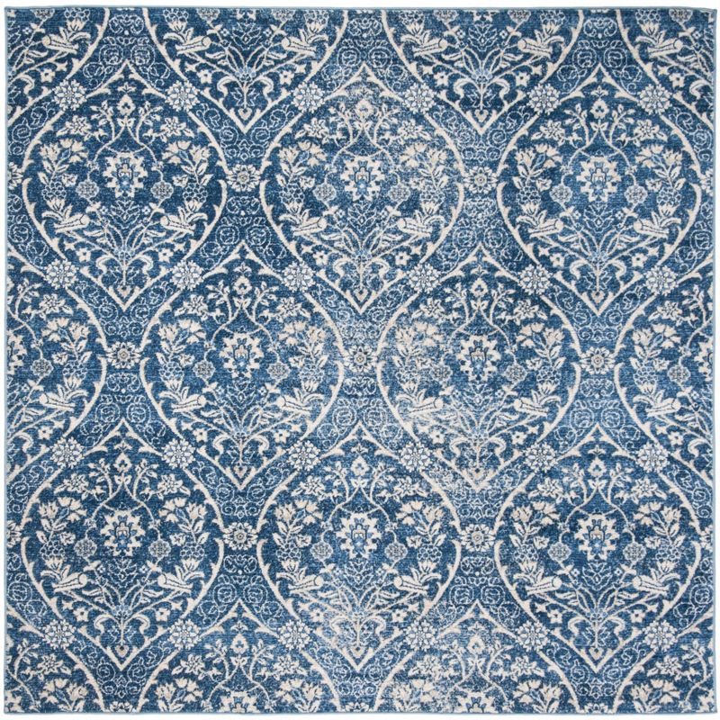Brentwood BNT860 Power Loomed Area Rug - Navy/Light Grey - 5'x5' - Safavieh.