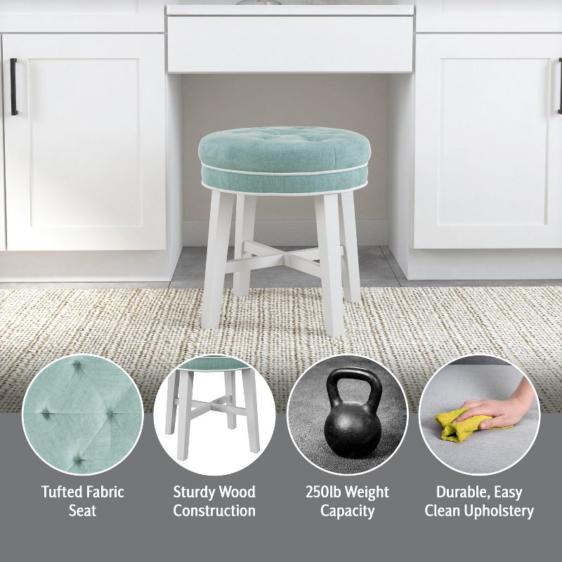 18" Sophia Tufted Backless Wood Vanity Stool Spa Blue - Hillsdale Furniture