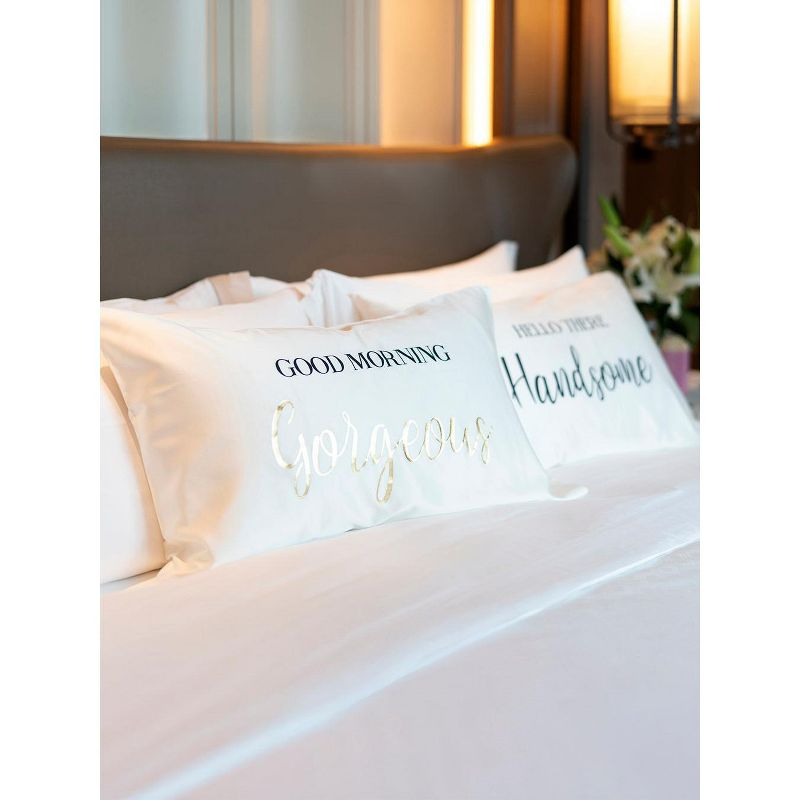 Shiraleah Set Of 2 Standard Pillowcases "Good Morning Gorgeous/ Hello There Handsome" - Shiraleah
