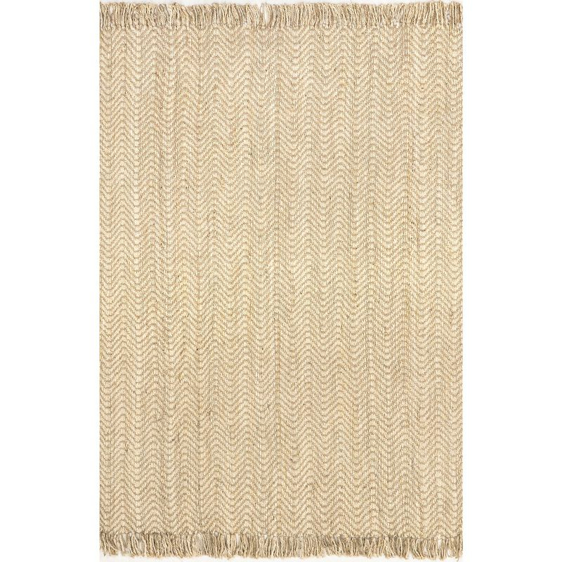 Nuloom Don Chevron Jute Tasseled Area Rug, 4' x 6', Beige