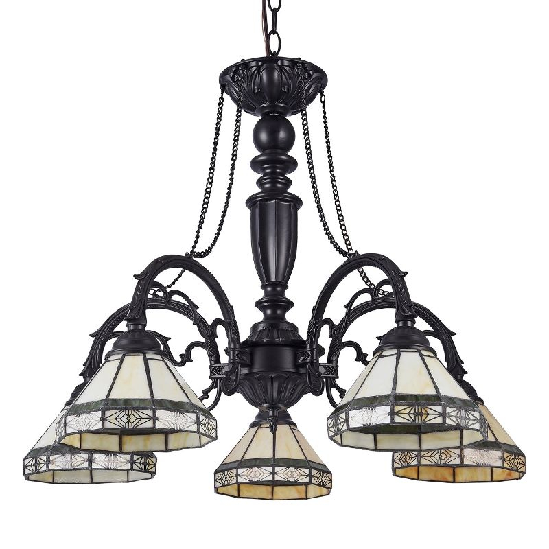 Chloe Lighting Belle Tiffany-Style 5 Light Mission Large Chandelier 27" Wide