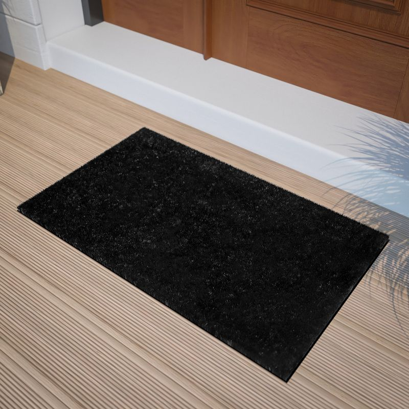 Flash Furniture Harbold 18" x 30" Indoor/Outdoor Solid Natural Coir Doormat with Non-Slip Backing in Black