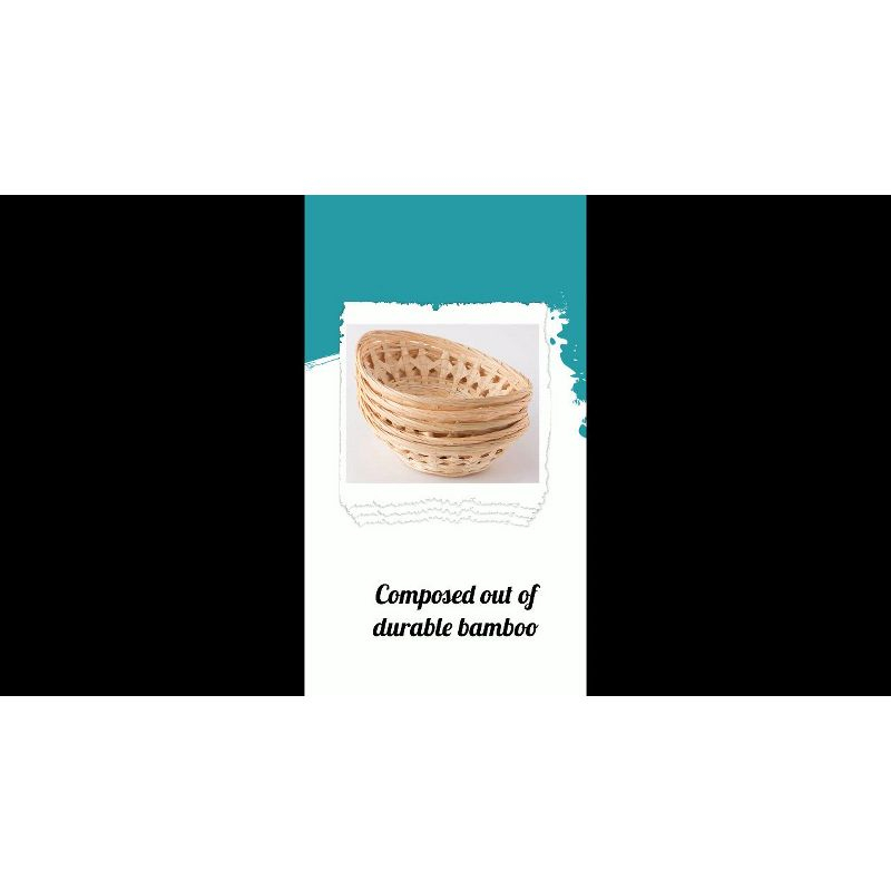 Vintiquewise Set of 5 Natural Bamboo Oval Storage Bread Basket Storage Display Trays
