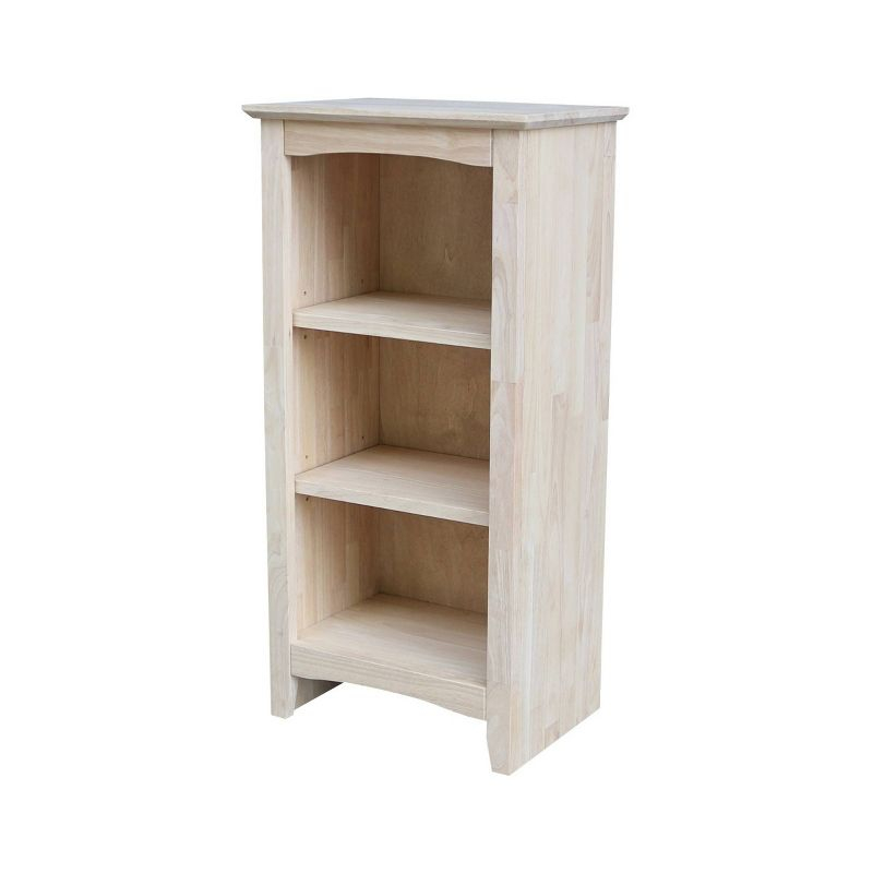 36" Shaker Bookcase Unfinished Brown - International Concepts: Solid Parawood, 2-Tier Storage