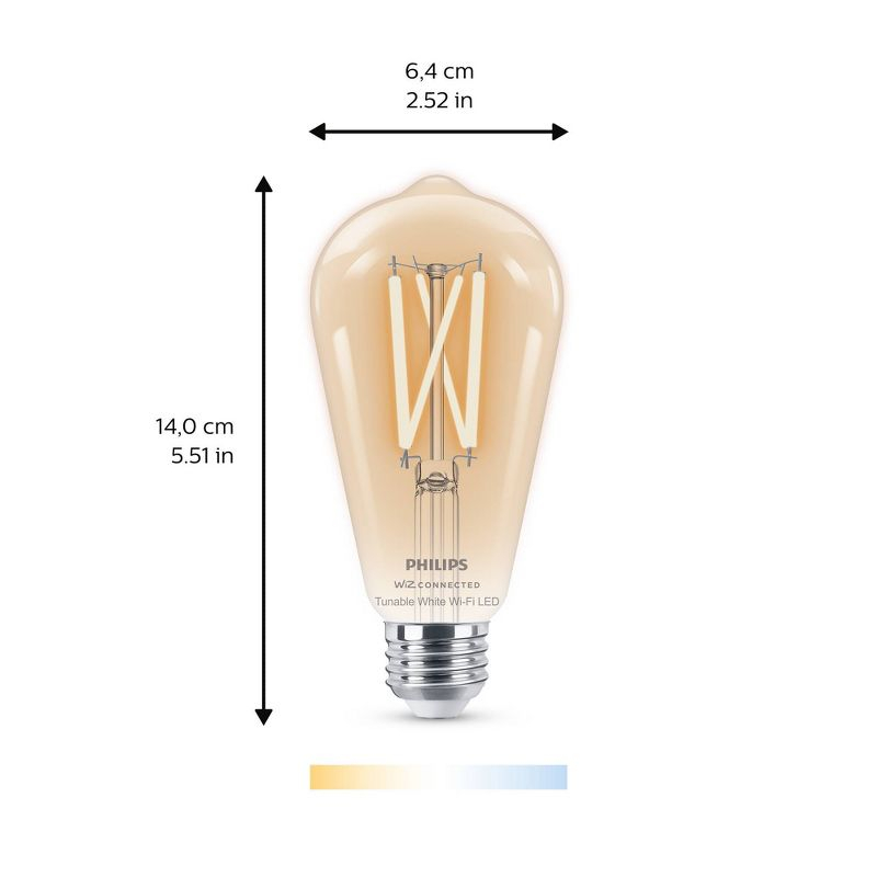 Philips Smart 60W Clear Tunable White Filament ST19 1P: LED Light Bulb, 500 Lumens, Dimmable, App Controlled, E26 Base