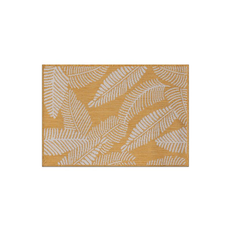 World Rug Gallery Distressed Palm Leaves Textured Flat Weave Indoor/Outdoor Area Rug - YELLOW 2'x3'