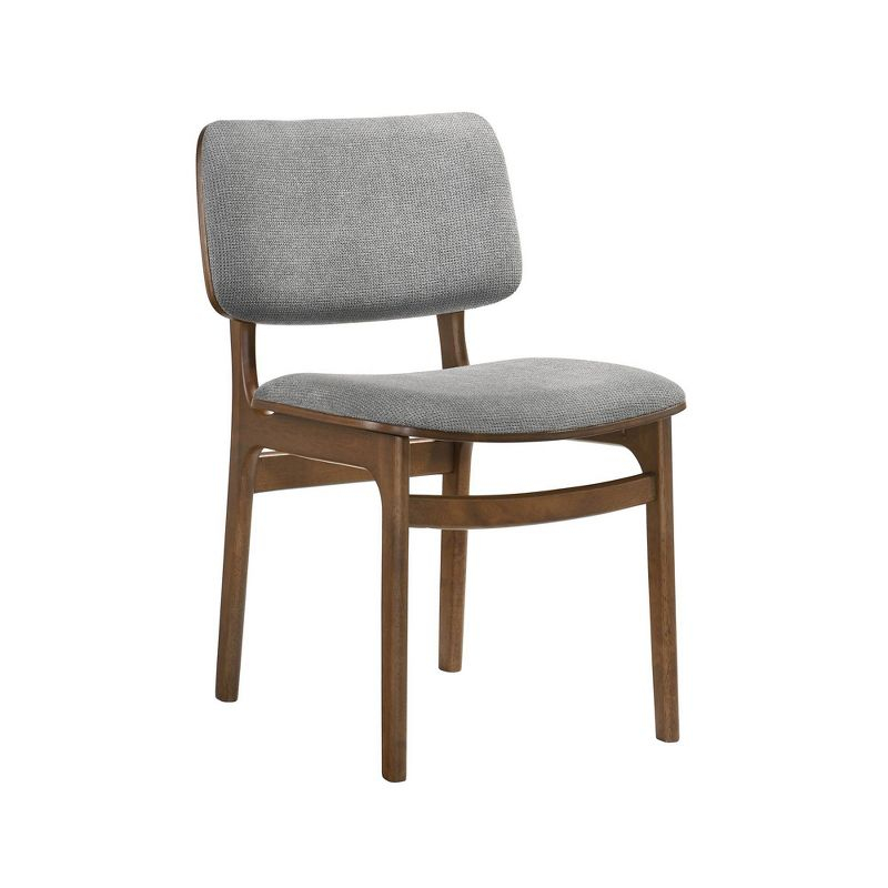 Set of 2 Lima Upholstered Wood Dining Chairs Walnut - Armen Living: Mid-Century Modern, Rubberwood Frame, Gray Polyester