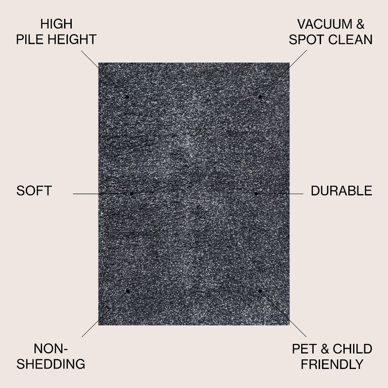 4'x6' Mercer Shag Plush Area Rug, Denim - JONATHAN Y