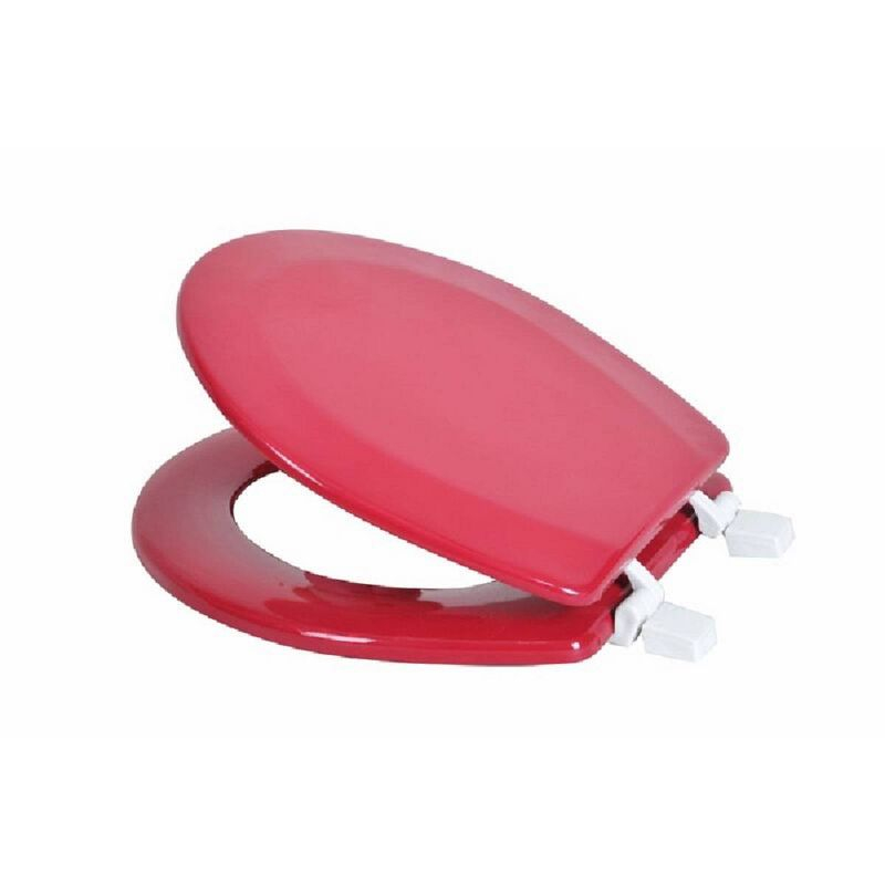 J&V TEXTILES Round Wooden Toilet Seat with Beveled Edge Burgundy: MDF Material, Comfortable, Durable