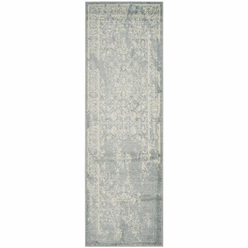 Adirondack ADR101 Power Loomed Runner Rug - Slate/Ivory - 2'6"x8' - Safavieh.