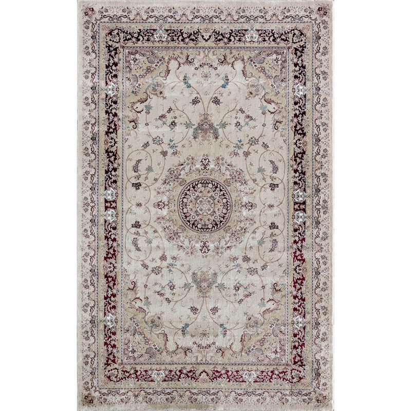 Rugs America Centurion CY30B Medallion Cream Transitional Vintage Beige Area Rug for Dining Room Rug Neutral Rug Living Room Rug Kitchen, 2'0"x4'0"