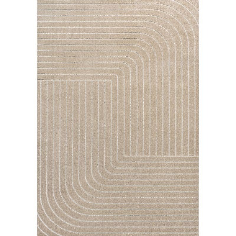 JONATHAN Y Odense High-Low Minimalist Angle Geometric Beige/Cream 8 ft. x 10 ft. Indoor/Outdoor Area Rug