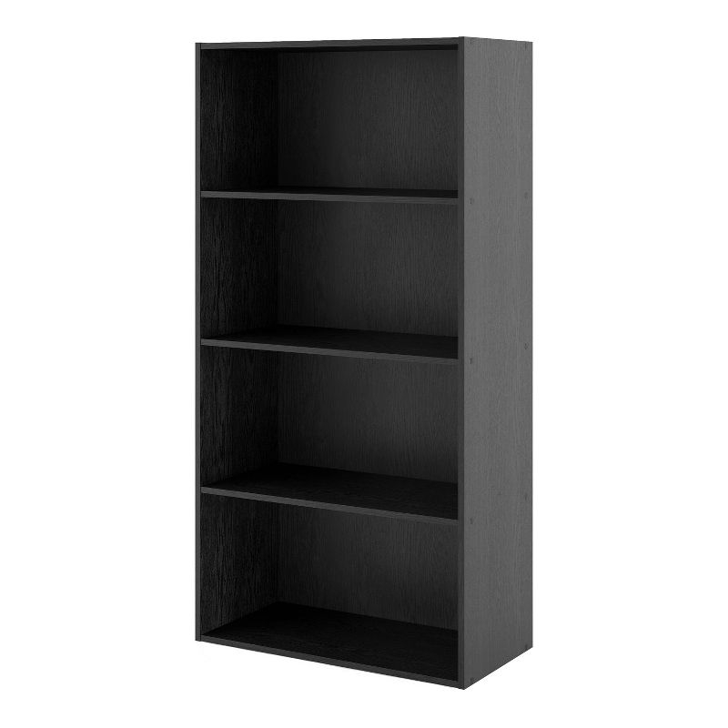 24/7 Shop At Home 47" Silkpath Modern 4 Tier Stackable and Modular Bookcase Black: Modular Organizer, MDF Wood