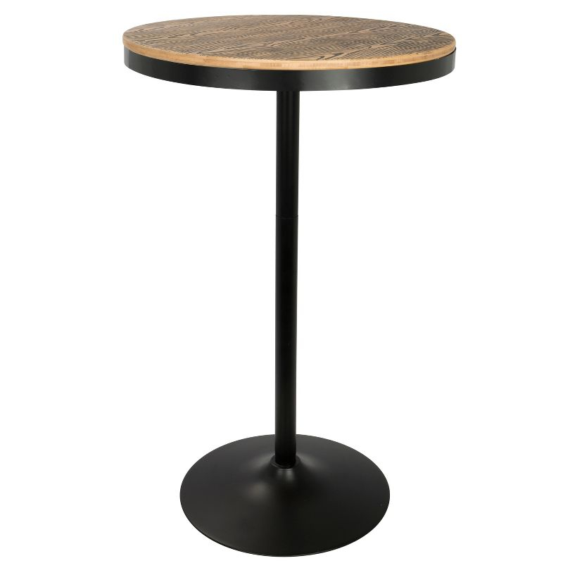 Dakota Industrial Adjustable Bar Height Table Black/Natural - LumiSource: Metal Base, Round Bamboo Top
