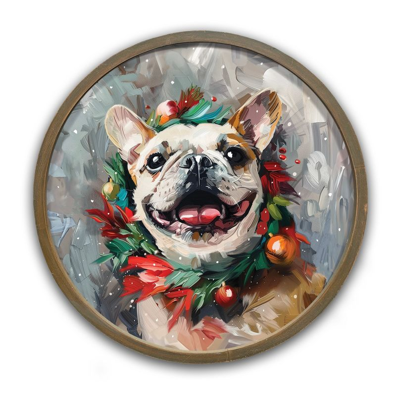 Creative Products Painterly Holiday Frenchie 20 x 20 Round Brown Framed Print