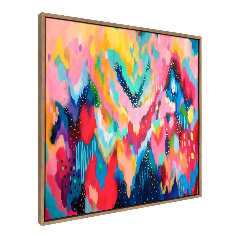30" x 30" Sylvie EV Brushstroke 100 Framed Canvas Gold - Kate & Laurel All Things Decor: Modern Wall Canvases for Living Room