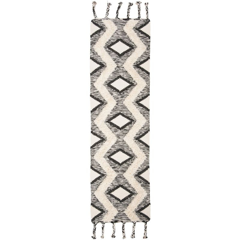 Kenya KNY908 Hand Knotted Runner Rug - Black/Ivory - 2'3"x8' - Safavieh
