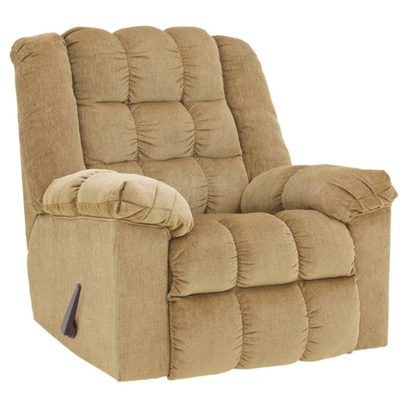 Ludden Rocker Side Lever Recliner Sand - Signature Design by Ashley: Plush Upholstery, Metal Legs, Foam Fill